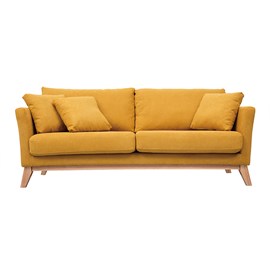 Canapé déhoussable 3 places en tissu effet velours jaune moutarde oslo