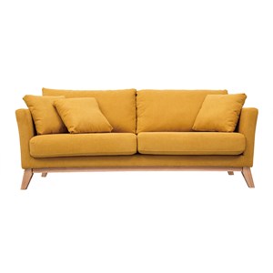 Canapé déhoussable 3 places en tissu effet velours jaune moutarde oslo