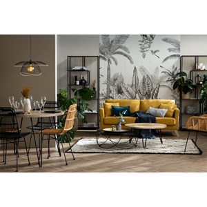 Canapé déhoussable 3 places en tissu effet velours jaune moutarde oslo