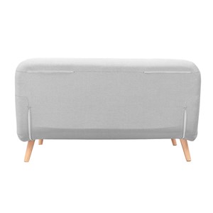 Banquette convertible 2 places en tissu gris clair et bois clair amiko