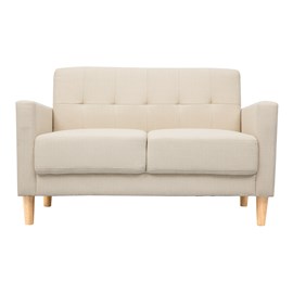 Canapé 2 places en tissu beige et bois clair moon