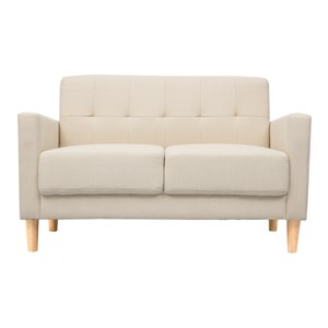 Canapé 2 places en tissu beige et bois clair moon