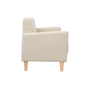 Canapé 2 places en tissu beige et bois clair moon
