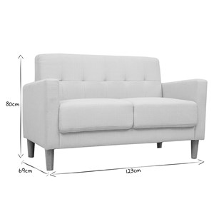 Canapé 2 places en tissu beige et bois clair moon