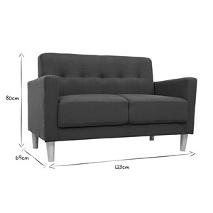 Canapé 2 places en tissu bleu canard et bois clair moon