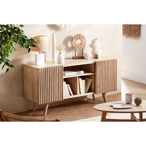 Buffet en bois manguier massif 2 portes coulissantes l140 cm alba