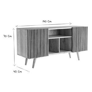 Buffet en bois manguier massif 2 portes coulissantes l140 cm alba