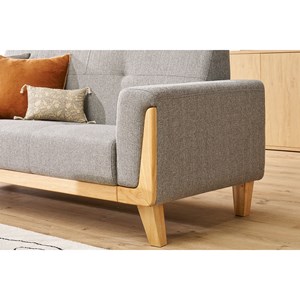 Canapé 3 places en tissu gris et bois clair fjord