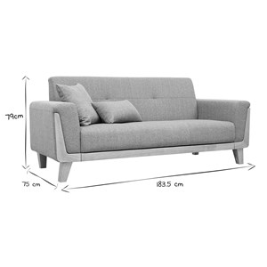 Canapé 3 places en tissu gris et bois clair fjord