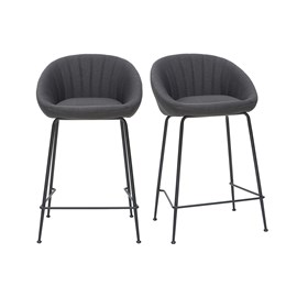 Tabourets de bar tissu gris foncé 65 cm (lot de 2) sheru