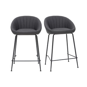 Tabourets de bar tissu gris foncé 65 cm (lot de 2) sheru