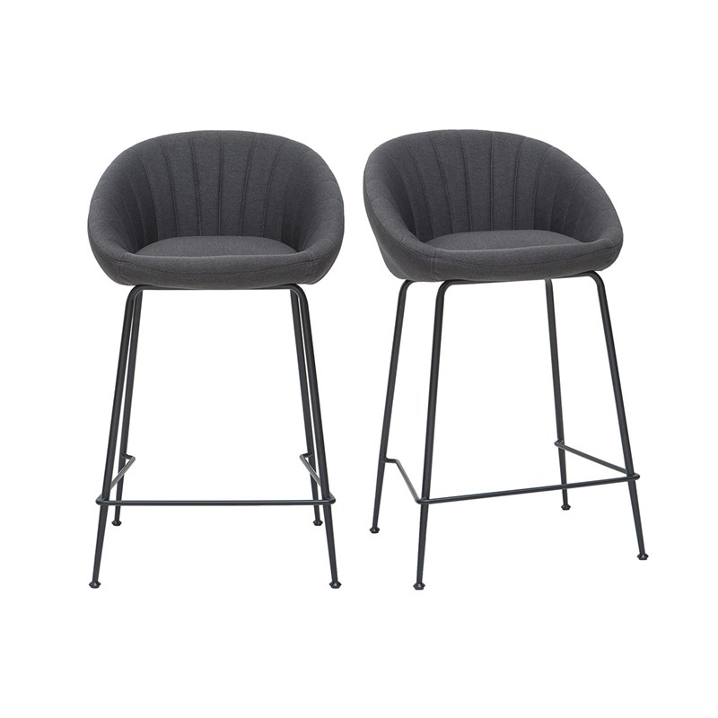 Tabourets de bar tissu gris foncé 65 cm (lot de 2) sheru