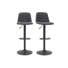 Tabourets de bar réglables tissu et métal gris foncé (lot de 2) saury