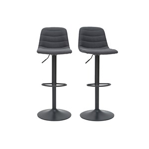 Tabourets de bar réglables tissu et métal gris foncé (lot de 2) saury