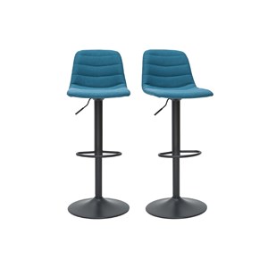 Tabourets de bar réglables en tissu et métal bleu canard (lot de 2) saury