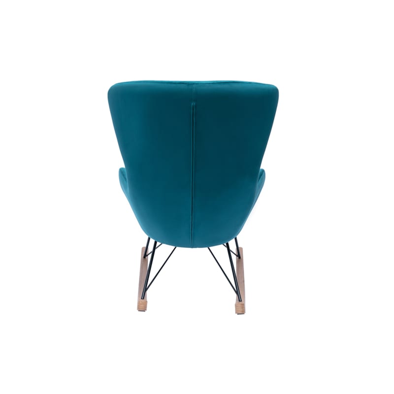 Rocking chair en tissu velours bleu canard, métal noir et bois clair eskua (Miliboo) - Image 2