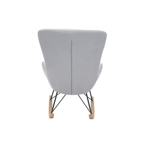 Rocking chair en tissu gris clair, métal noir et bois clair eskua
