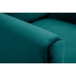 Fauteuil déhoussable en tissu velours bleu pétrole et bois clair oslo