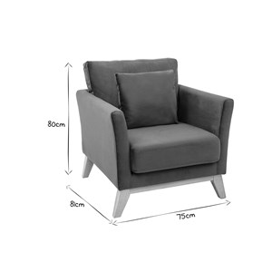 Fauteuil déhoussable en tissu velours bleu pétrole et bois clair oslo