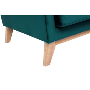 Canapé déhoussable 3 places en tissu velours bleu pétrole et bois clair oslo
