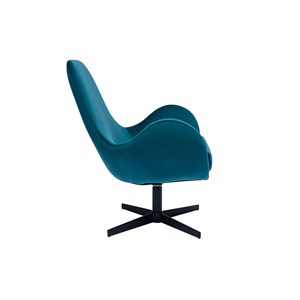 Fauteuil pivotant en tissu velours bleu canard et métal noir andy