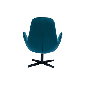 Fauteuil pivotant en tissu velours bleu canard et métal noir andy