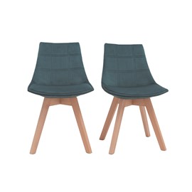 Chaises scandinaves en tissu velours bleu pétrole (lot de 2) matilde