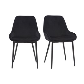 Chaises noires en tissu velours et métal (lot de 2) holo