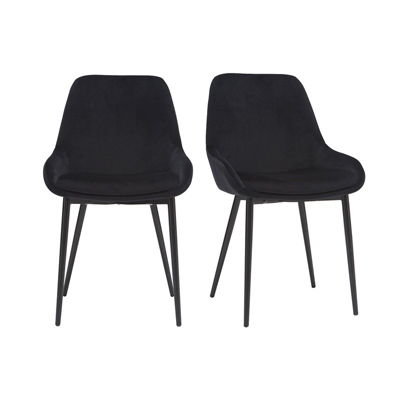 Chaises noires en tissu velours et métal (lot de 2) holo