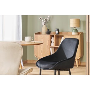 Chaises noires en tissu velours et métal (lot de 2) holo