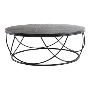 Table basse ronde bois noir et métal noir d80 cm lace
