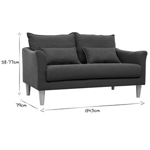 Canapé 2 places en tissu bleu canard et bois clair kate