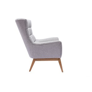 Fauteuil en tissu effet velours texturé gris clair et bois clair brody