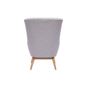 Fauteuil en tissu effet velours texturé gris clair et bois clair brody