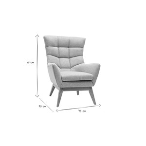 Fauteuil en tissu effet velours texturé gris clair et bois clair brody