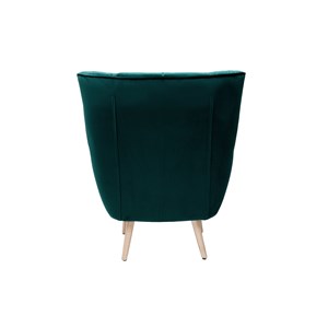 Fauteuil en tissu velours bleu pétrole et bois clair avery