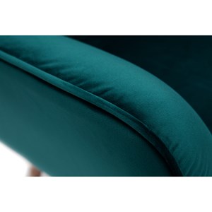 Fauteuil en tissu velours bleu pétrole et bois clair avery