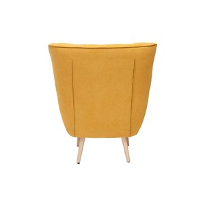 Fauteuil en tissu effet velours jaune moutarde et bois clair avery