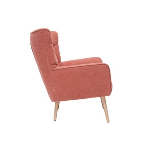 Fauteuil en tissu effet velours texturé terracotta et bois clair avery