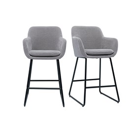 Tabourets de bar en tissu effet velours gris h65 cm (lot de 2) amika