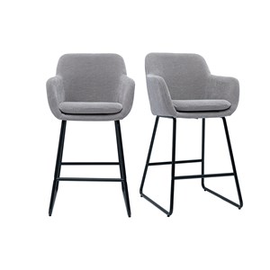 Tabourets de bar en tissu effet velours gris h65 cm (lot de 2) amika