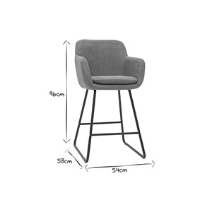Tabourets de bar en tissu effet velours gris h65 cm (lot de 2) amika
