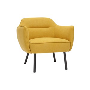 Fauteuil en tissu effet velours jaune moutarde et métal noir laurens