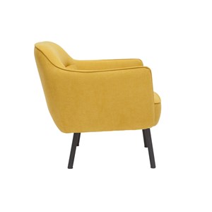 Fauteuil en tissu effet velours jaune moutarde et métal noir laurens