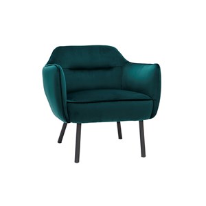Fauteuil en tissu velours bleu pétrole et métal noir laurens