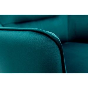 Fauteuil en tissu velours bleu pétrole et métal noir laurens