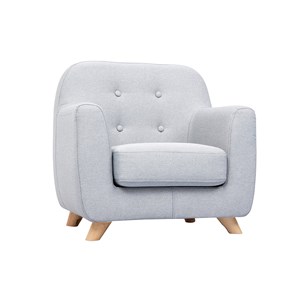 Fauteuil enfant en tissu gris clair et bois clair norkid