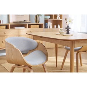 Chaise en tissu gris et bois clair bent