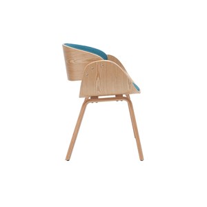 Chaise en tissu bleu canard et bois clair bent