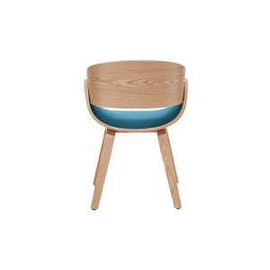 Chaise en tissu bleu canard et bois clair bent